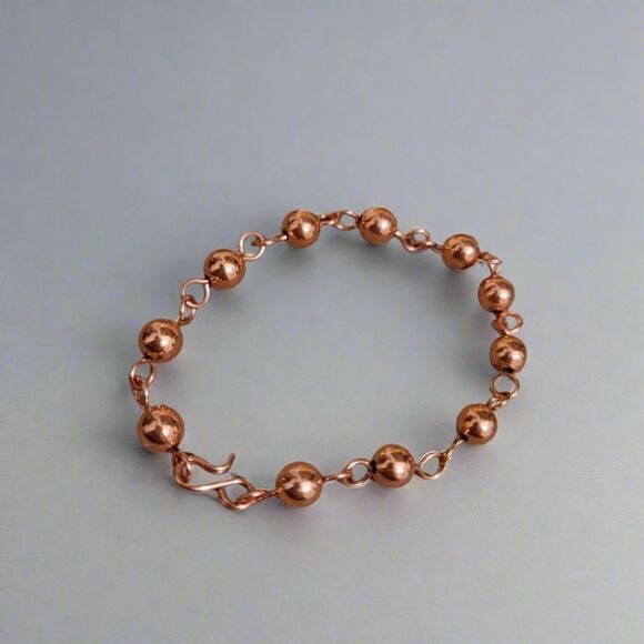 Handmade Copper Bead Chain Bracelet - Picture 1 of 5
